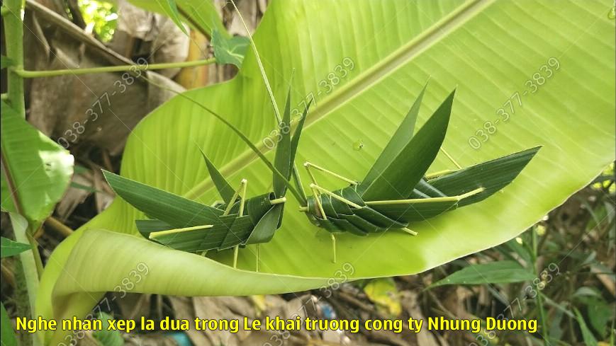 Nghe nhan xep la dua trong Le khai truong cong ty Nhung Duong